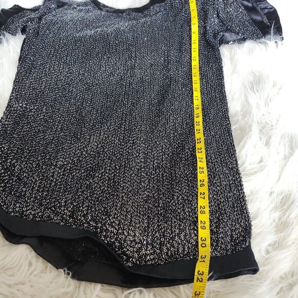 DIANE VON FURSTENBERG Embellished Sequin Silk Slip Dress Sz 4 Black Kimono Tunic - Picture 13 of 16